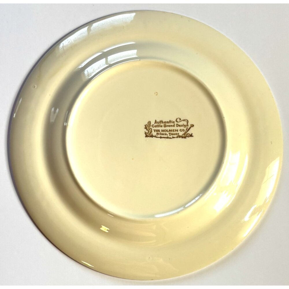 Vintage Cattle Brand Design Cowboy Horse Ceramic Plate Frisco Texas King Ranch - Picture 6 of 6